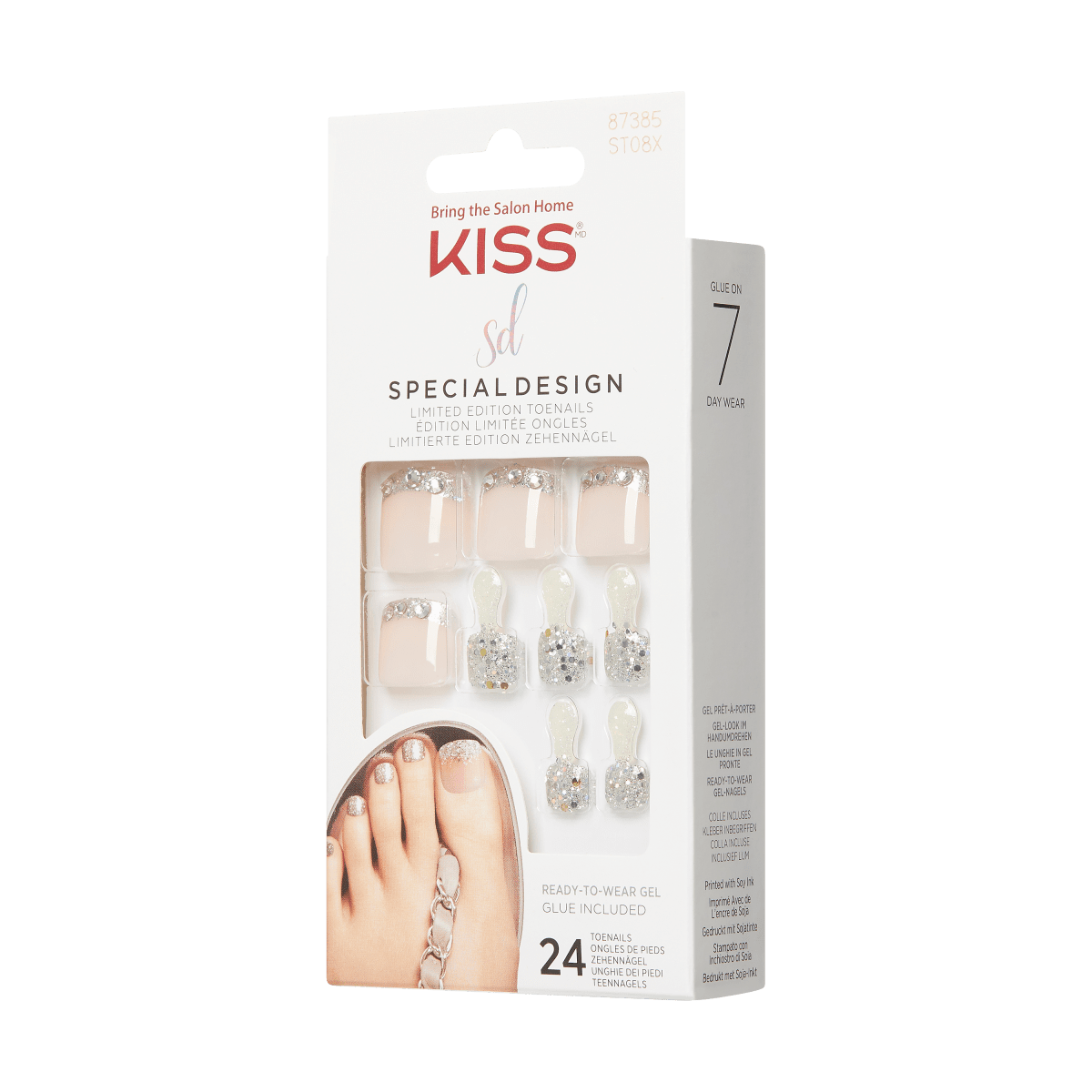 Impress Kiss Faux Ongles Pieds with Flowers Designed Acrylic Press On  Toenails for Beach Entertainment Plastics Short Fake Nails 