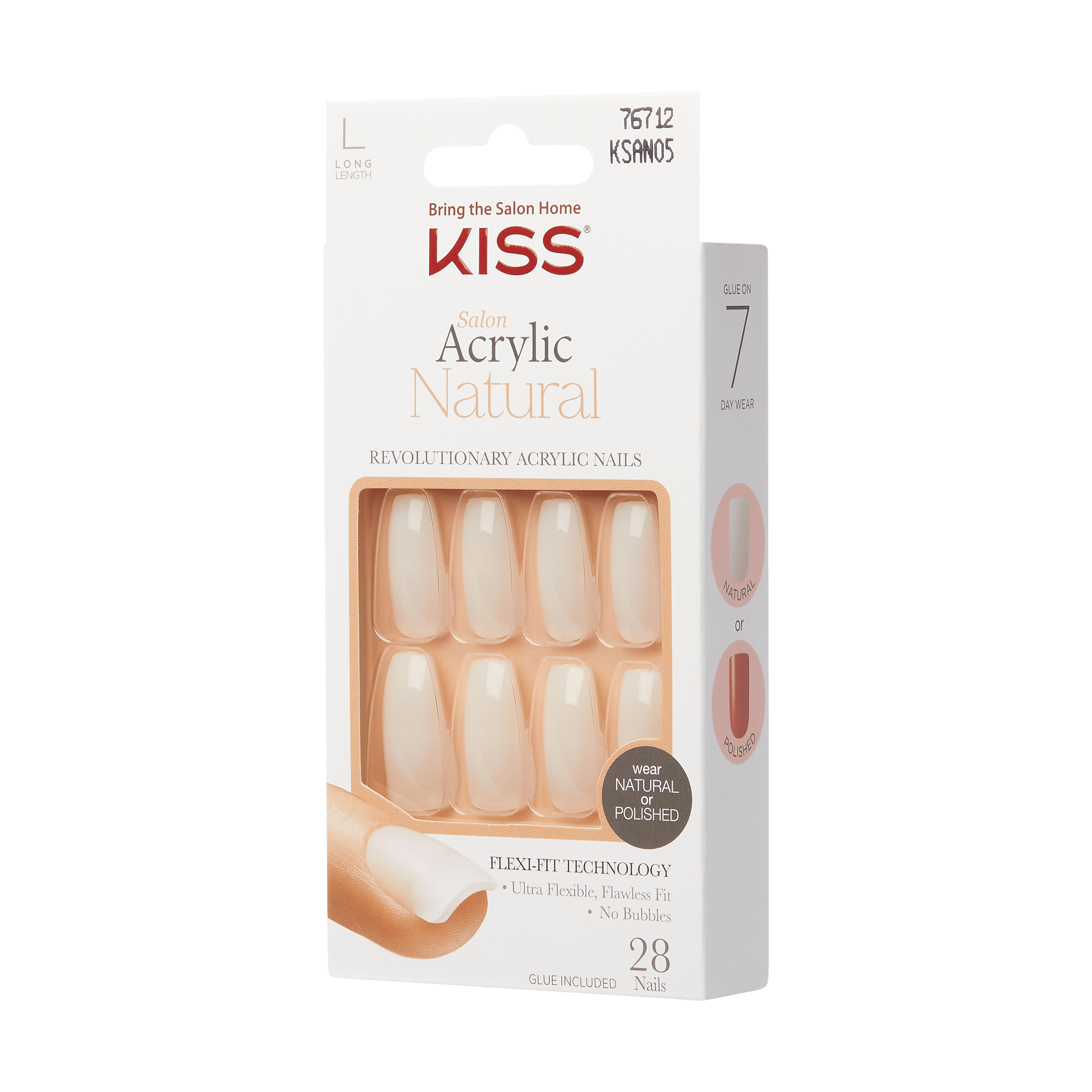 KISS Salon Acrylic Natural Press On Glue Nails   - Strong Enough