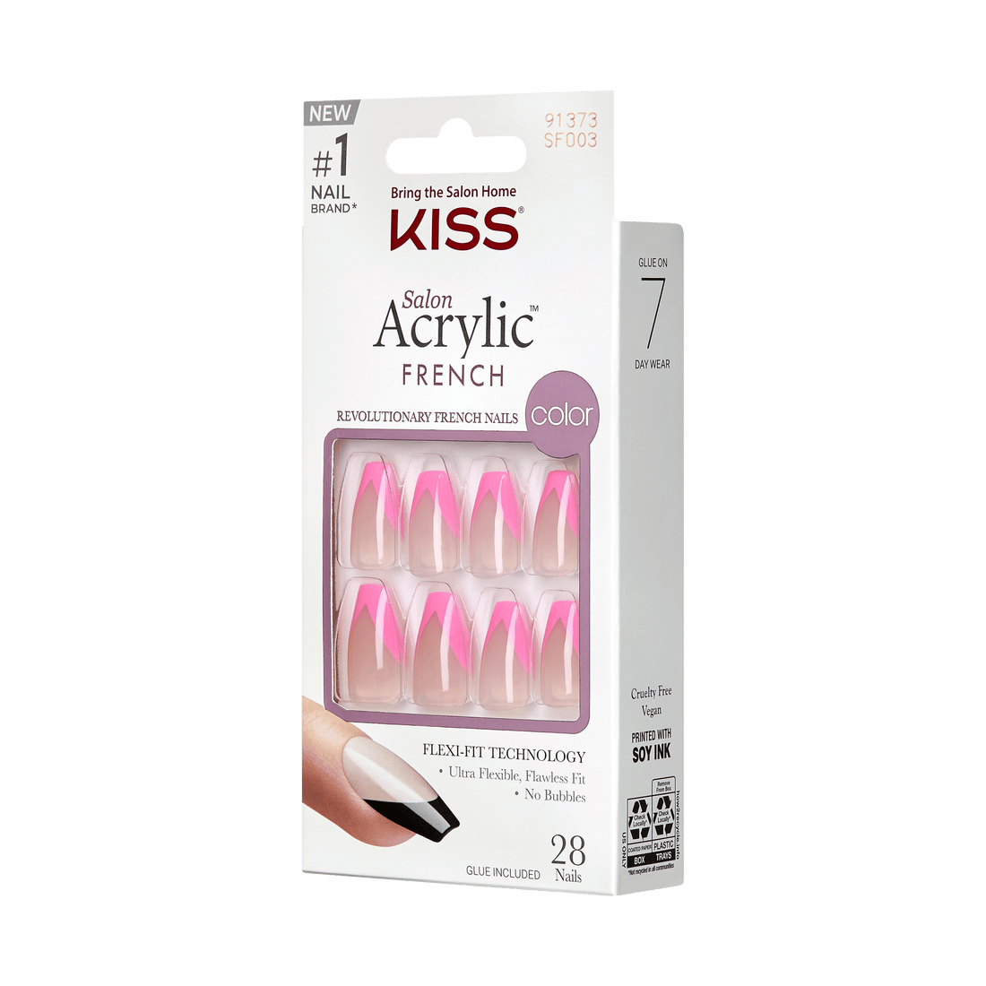 Packaging for KISS Salon Acrylic French Color nails in &