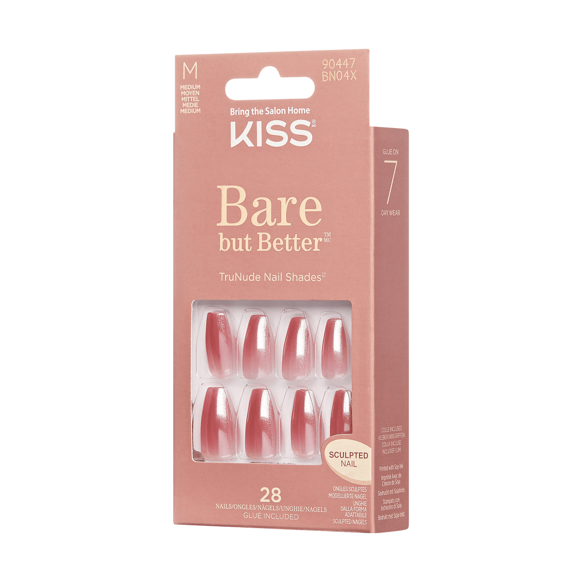 KISS Bare-But-Better Glazed Donut Press-On Nails, Strawberry, Medium ...