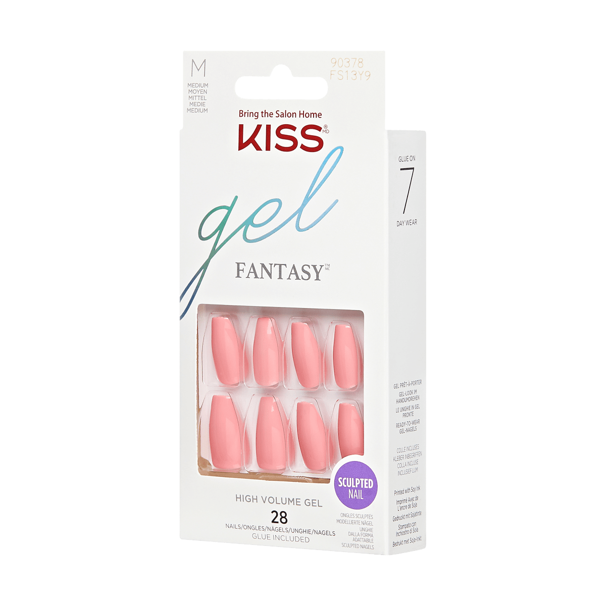 KISS Gel Fantasy Sculpted Press-On Nails, Strawberry Sherbet, Medium ...