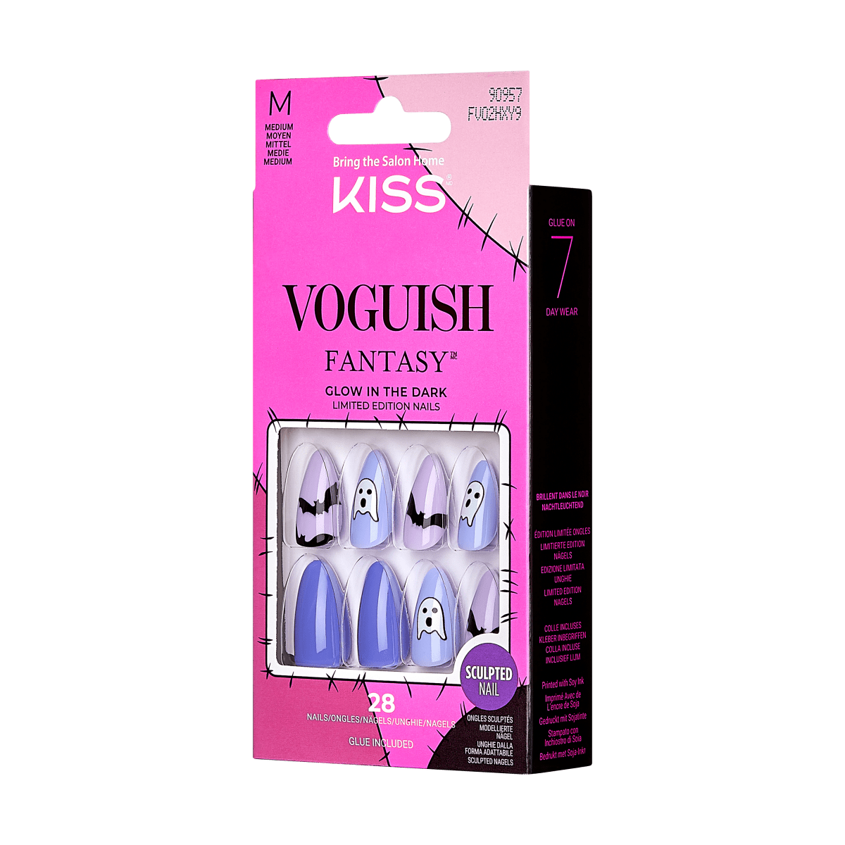 KISS Voguish Fantasy Halloween Press-On Nails, Purple, Medium Length ...