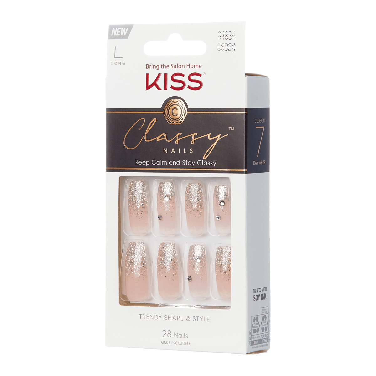 KISS Classy Nails, Press-On Nails, My View, Pink, Long Coffin, 28ct ...