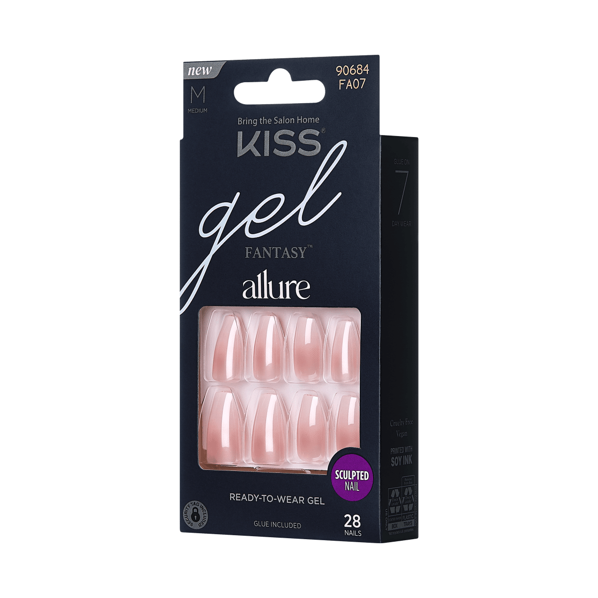 KISS Gel Fantasy Allure Glazed Donut Press-On Nails, Pink, Medium ...