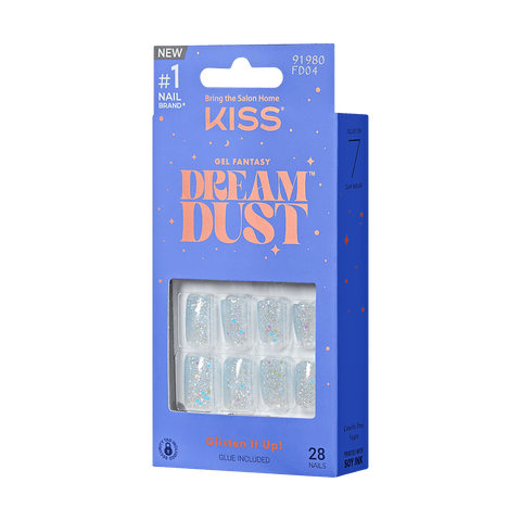 KISS Gel Fantasy Dreamdust Press-On Nails, 'Mood Dust', White, Short  Coffin, 31 Ct. – KISS USA