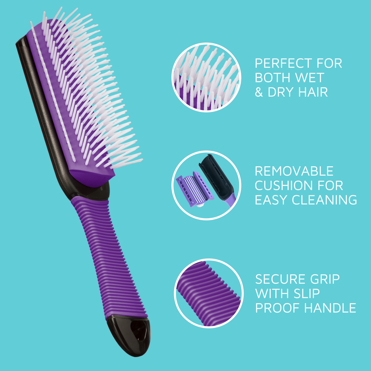 KISS Colors &amp; Care Professional Detangling Non-Slip Brush - Purple