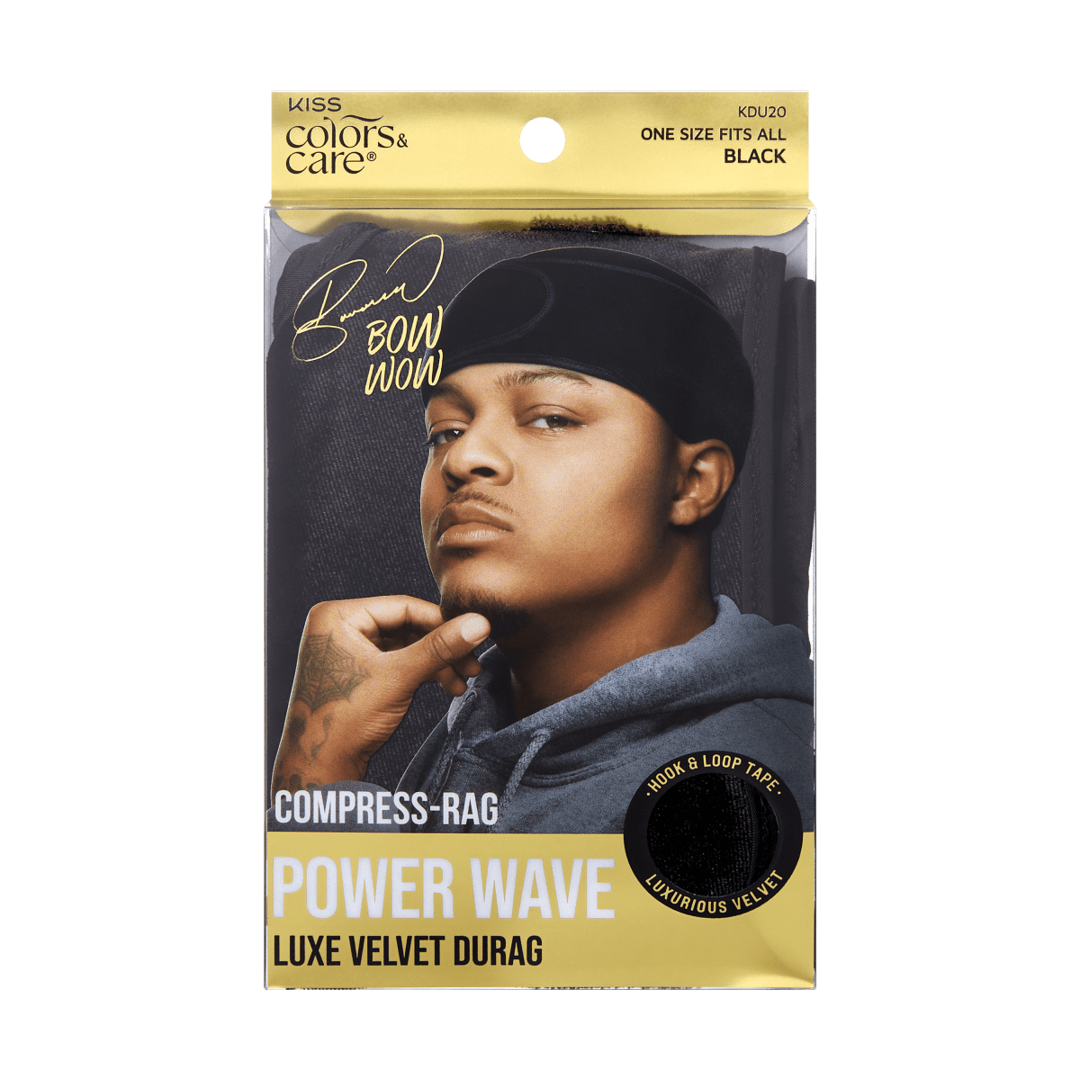 KISS Colors &amp; Care Compress-Rag Power Wave Luxe Velvet Durag, Black