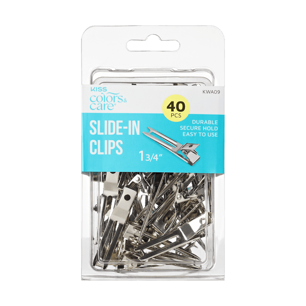 KISS Colors & Care Slide-In Metal Hair Styling Prong Clips, 1.75