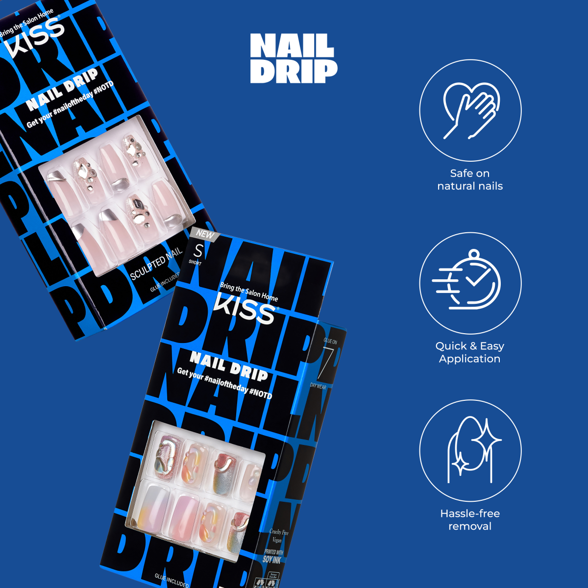 KISS Nail Drip Press-On Glue Nails - Drip Too Hard