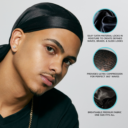 KISS Colors &amp; Care Power Wave Satin Durag  Black