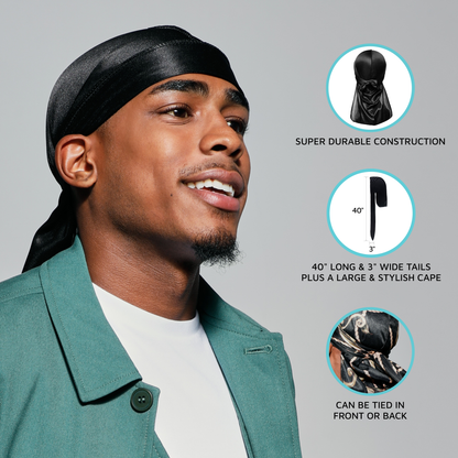 KISS Colors &amp; Care Power Wave Satin Durag  Black