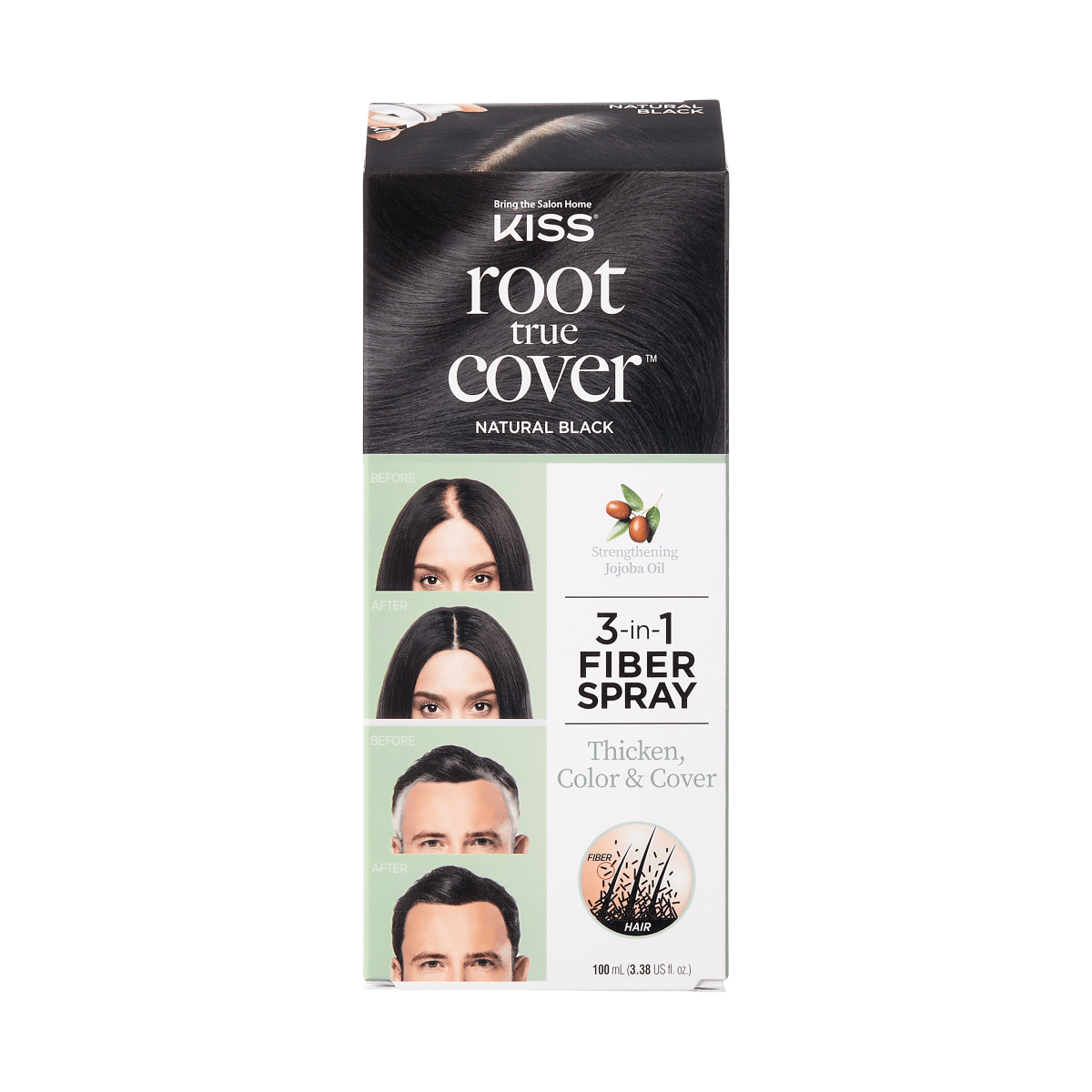 KISS Root True Cover Hair Thickening Fiber Spray - Natural Black