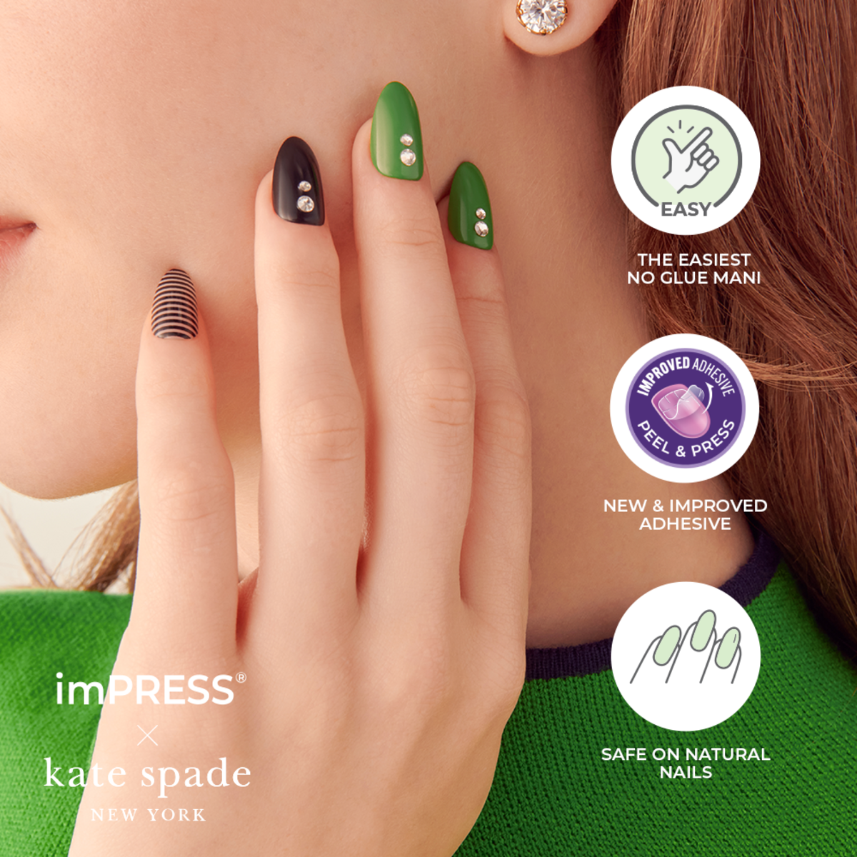 imPRESS x kate spade Press On Nails - Lucky Stripes