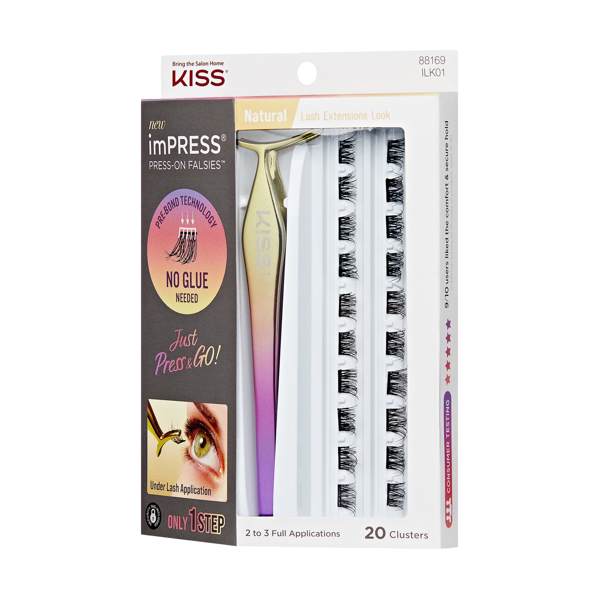 imPRESS Falsies Self Adhesive Eyelashes, 20 Lash Lash Clusters - Natural