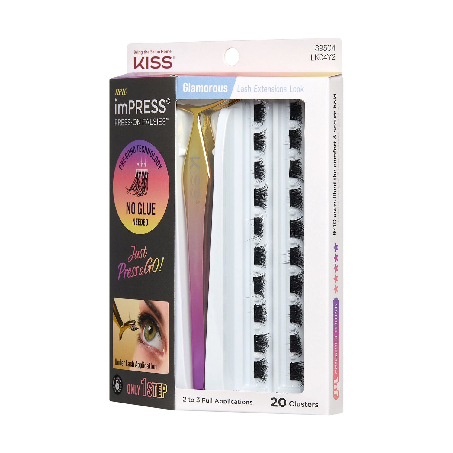 imPRESS Falsies Self Adhesive Eyelashes, 20 Lash Clusters - Glamorous