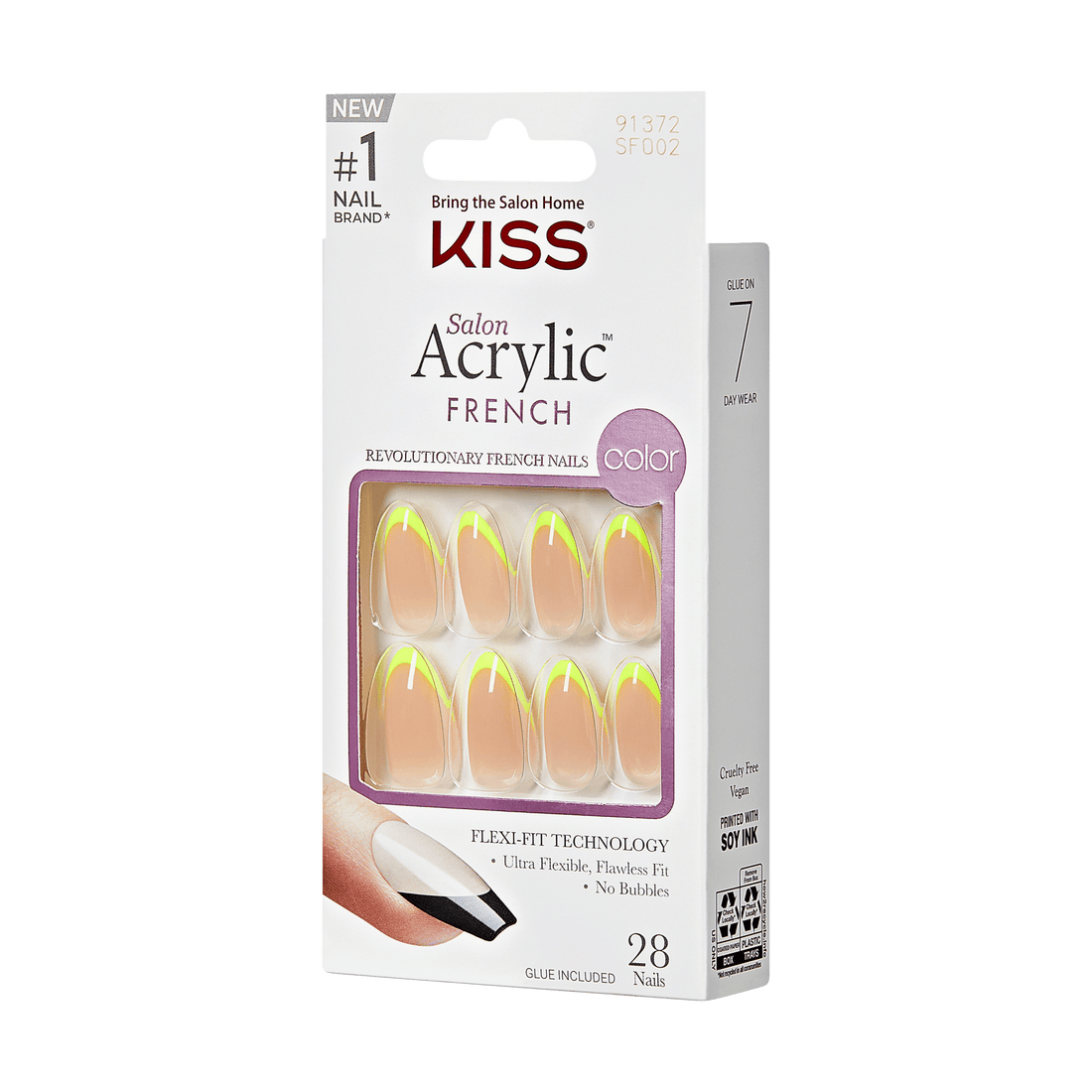 Packaging for KISS Salon Acrylic French Color nails in &