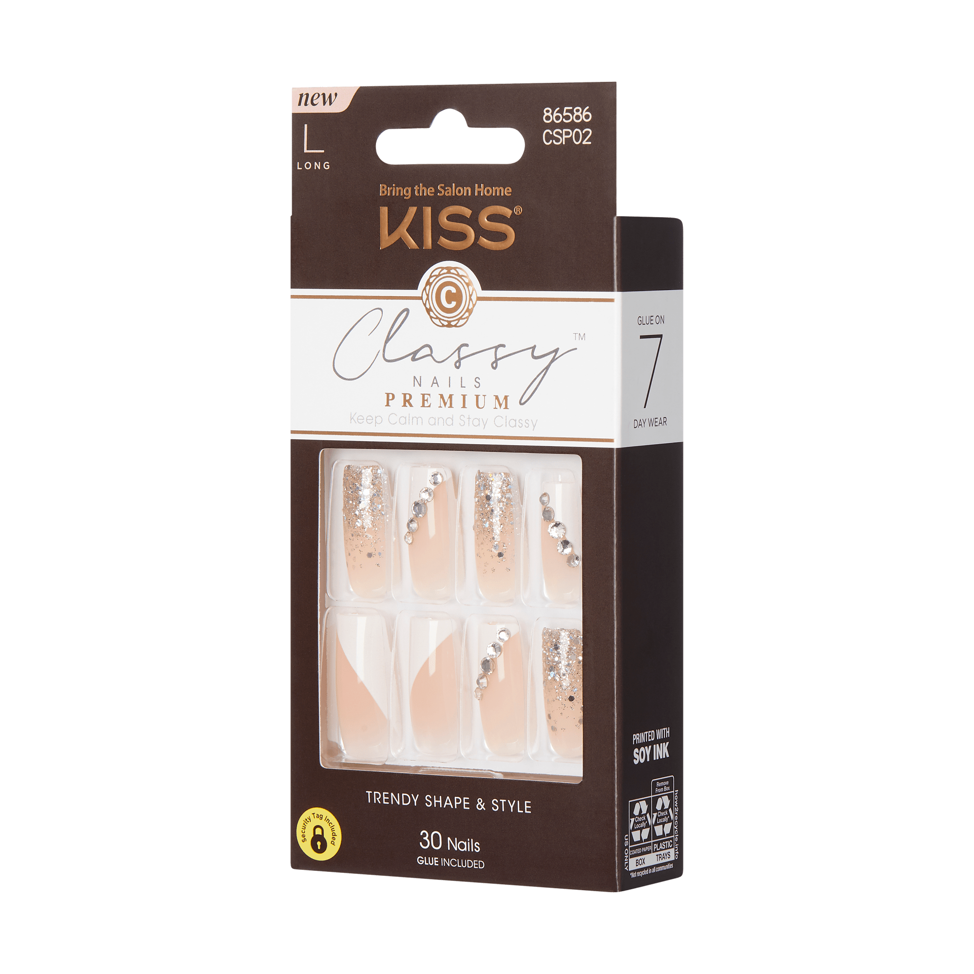 KISS Classy Premium Press On Glue Nails - Gorgeous