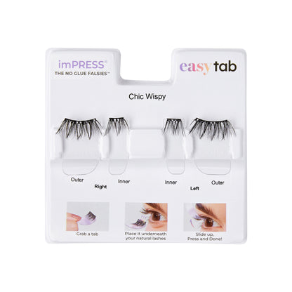 imPRESS Falsies easy tab Self Adhesive Eyelashes– Chic Wispy