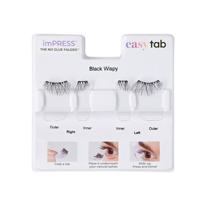 imPRESS Falsies easy tab Self Adhesive Eyelashes– Black Wispy