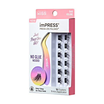 imPRESS Falsies Self Adhesive Eyelashes, 12 Lash Clusters + Applicator - Bold