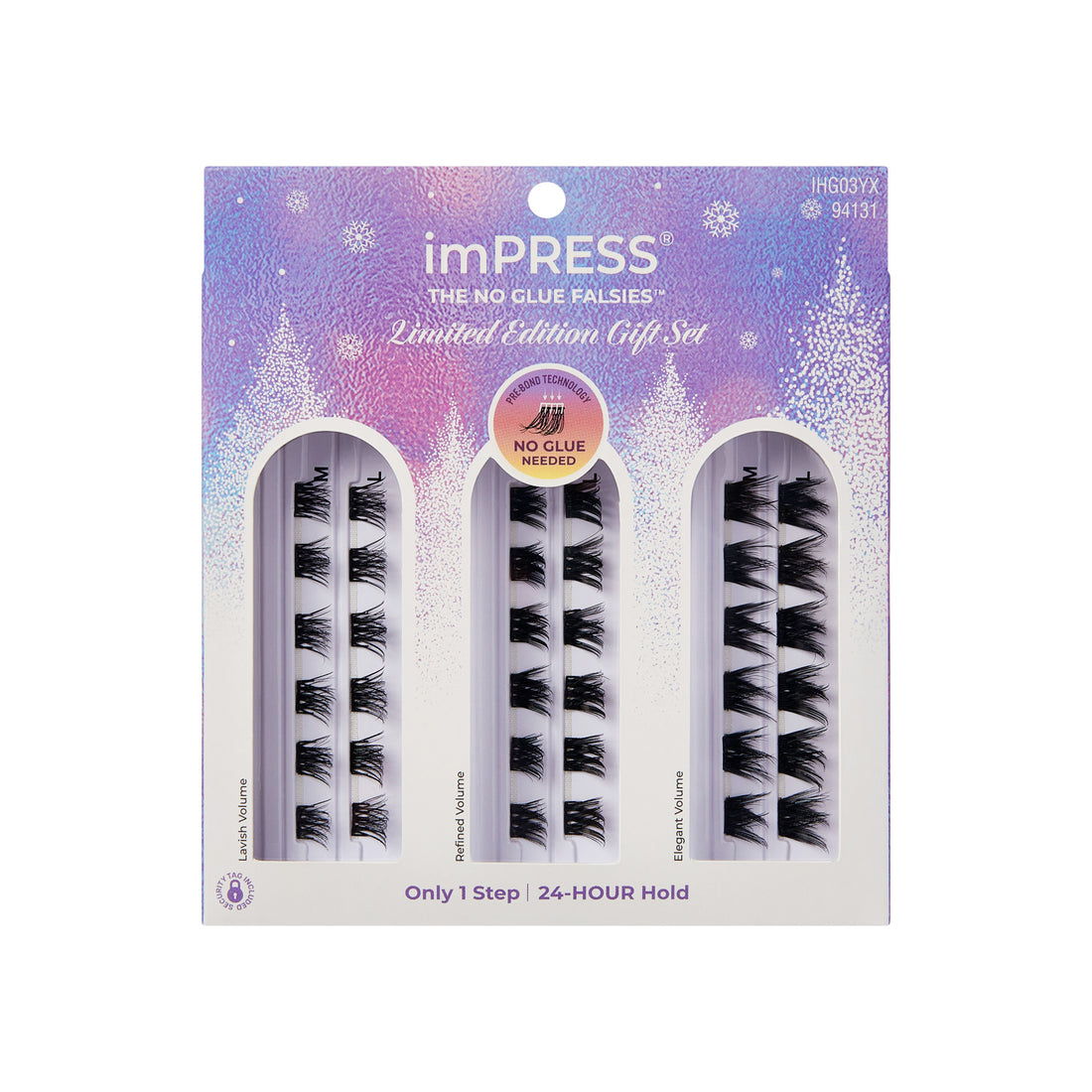 imPRESS Falsies Self Adhesive Eyelashes Holiday Gift Set, 36 Lash Clusters - Volume