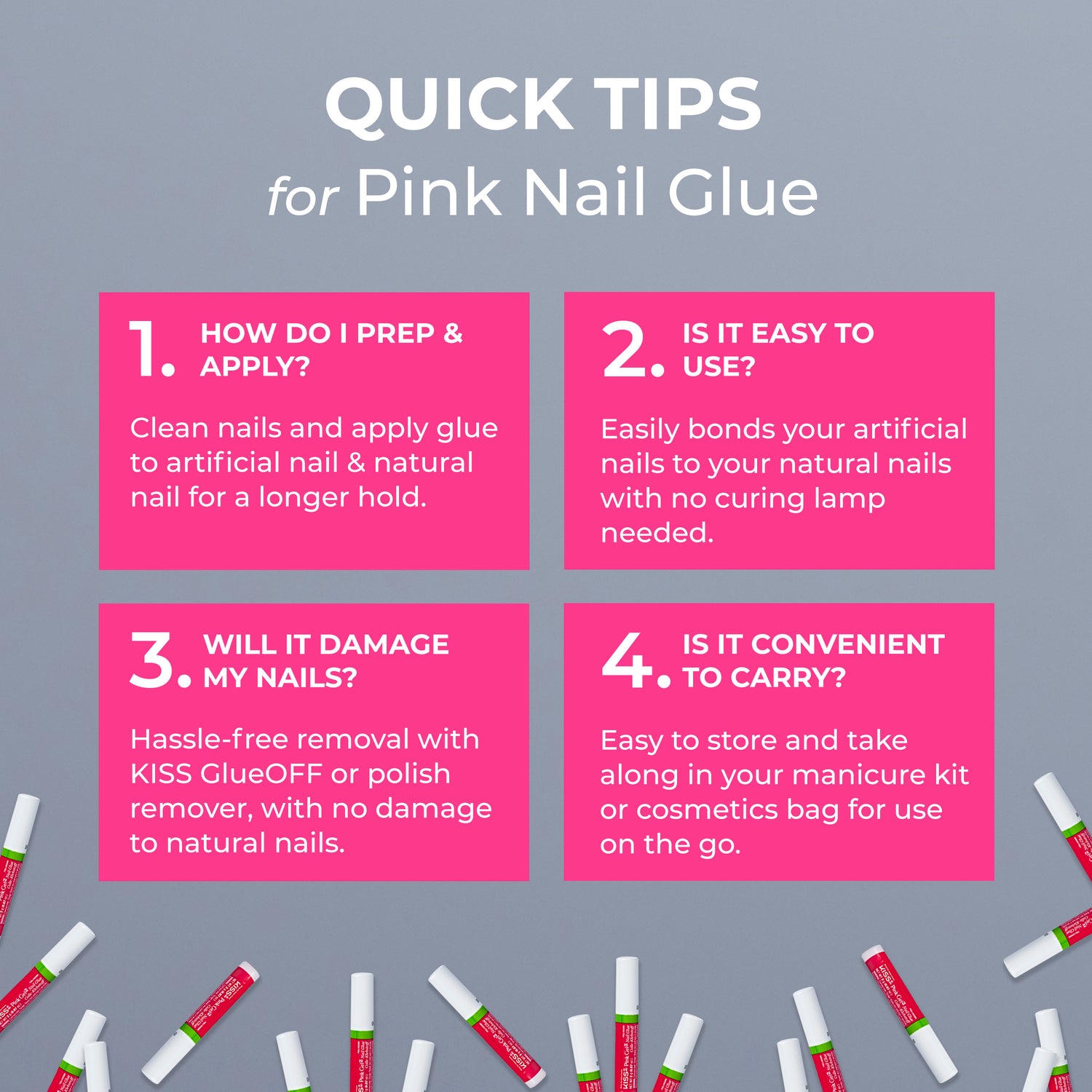 KISS Pink Gel Nail Glue – 10 Pieces