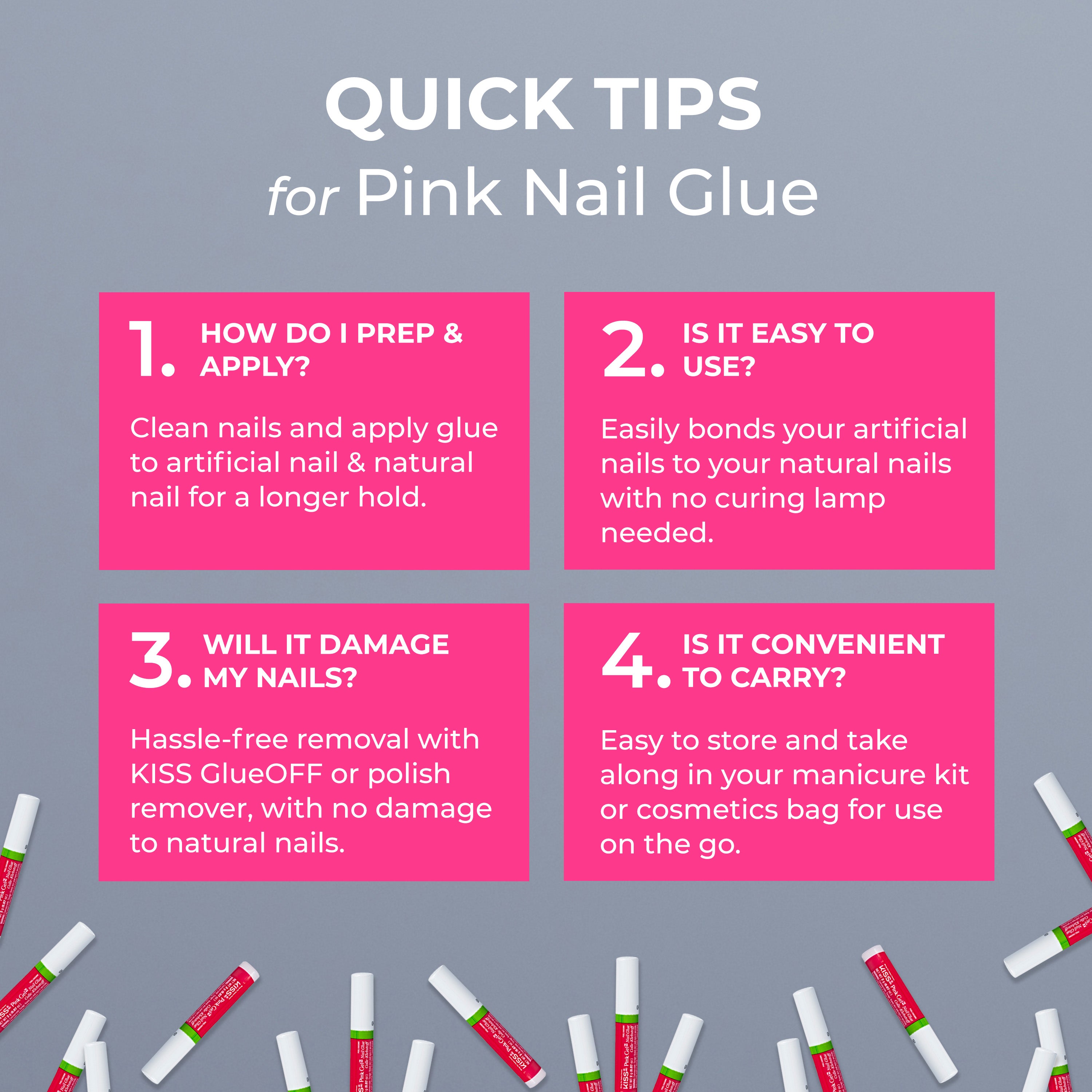 KISS Pink Gel Nail Glue – 10 Pieces