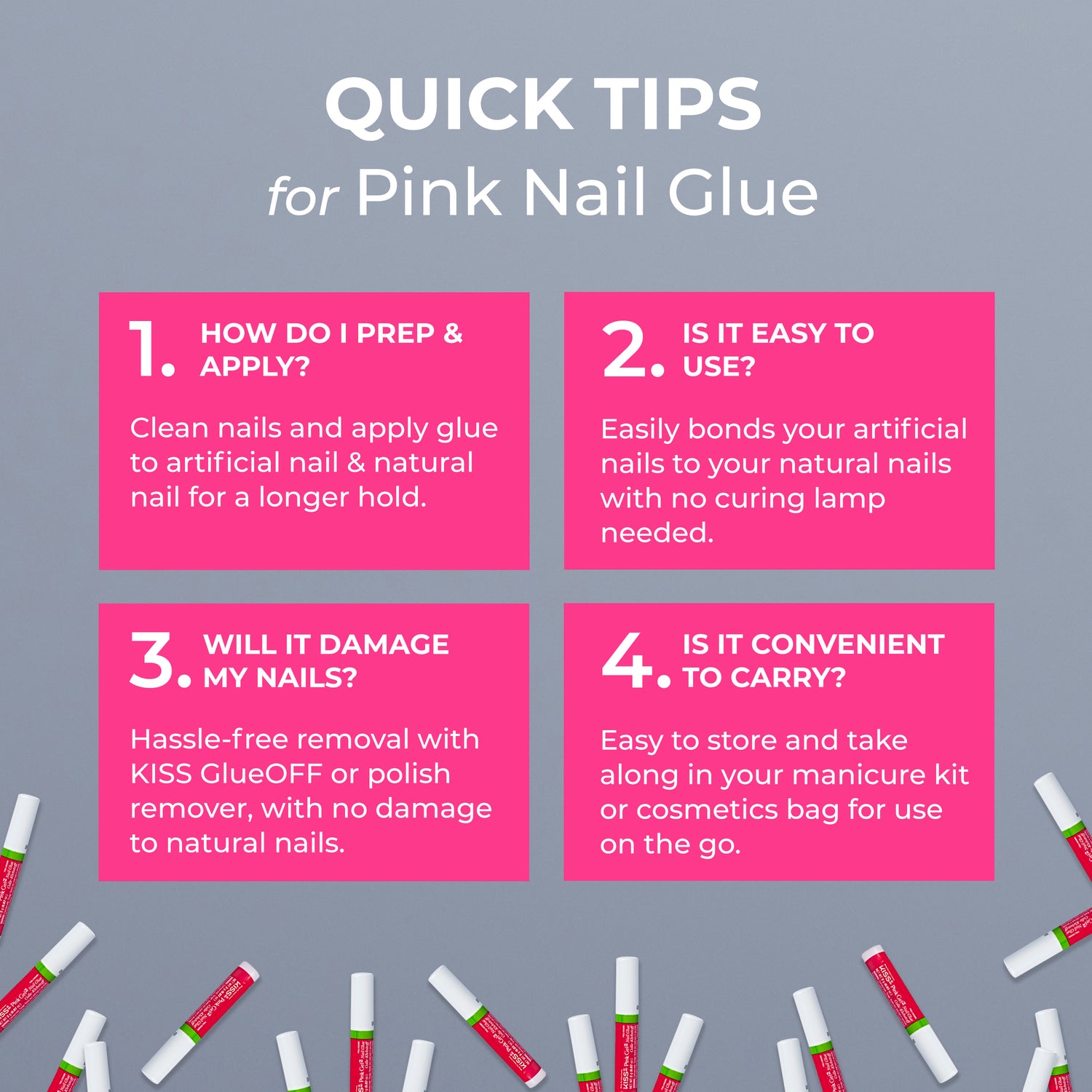 KISS Pink Gel Nail Glue – 5 Piece