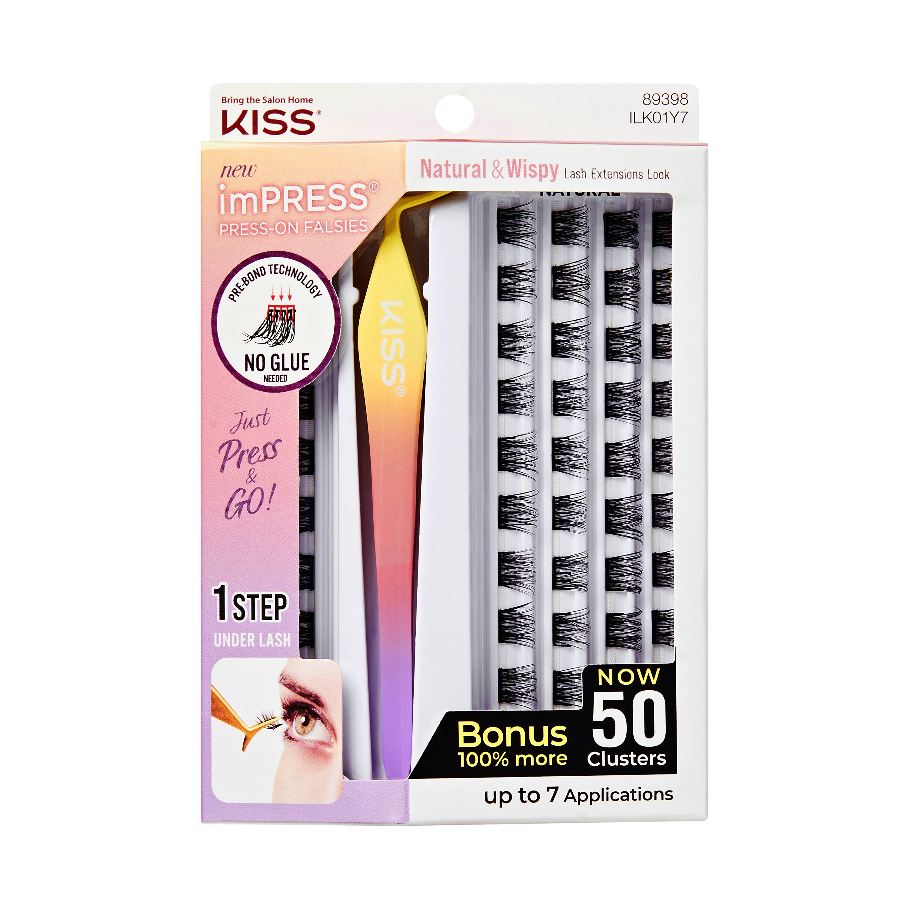 imPRESS Falsies Self Adhesive Eyelashes, 50 Lash Clusters - Natural &amp; Wispy