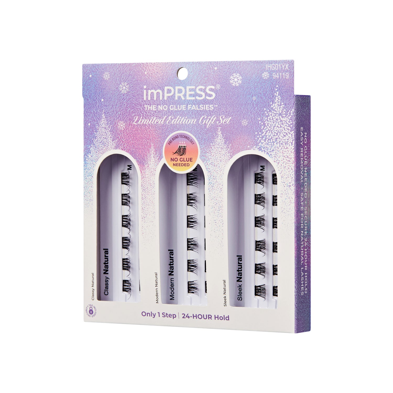 imPRESS Falsies Self Adhesive Eyelashes Holiday Gift Set, 36 Lash Clusters - Natural