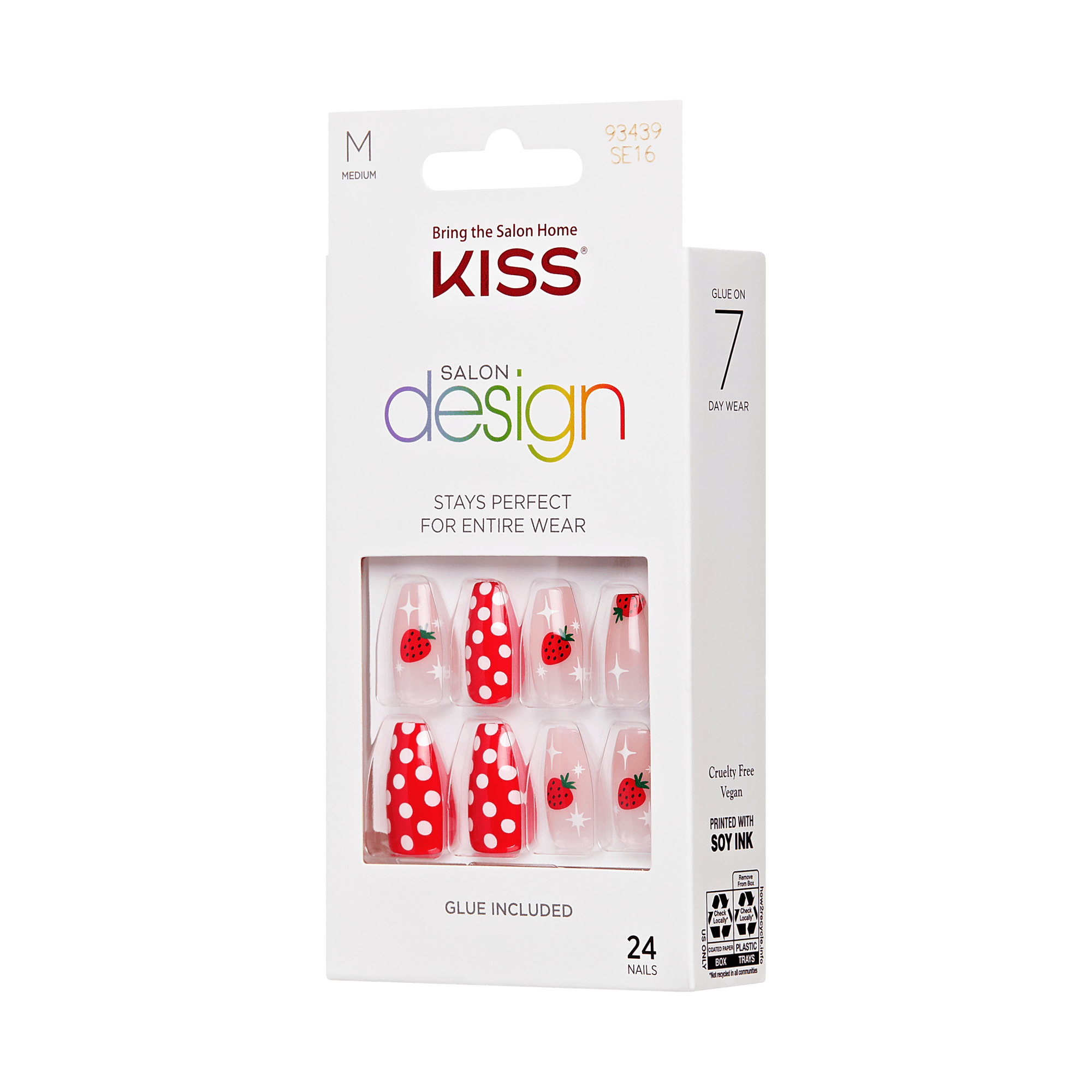 KISS Salon Design Press On Glue Nails - Strawberrific