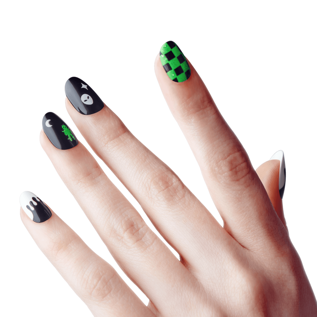 KISS Voguish Fantasy Glow-In-The-Dark Halloween Press On Glue Nails  - Dark Clowns