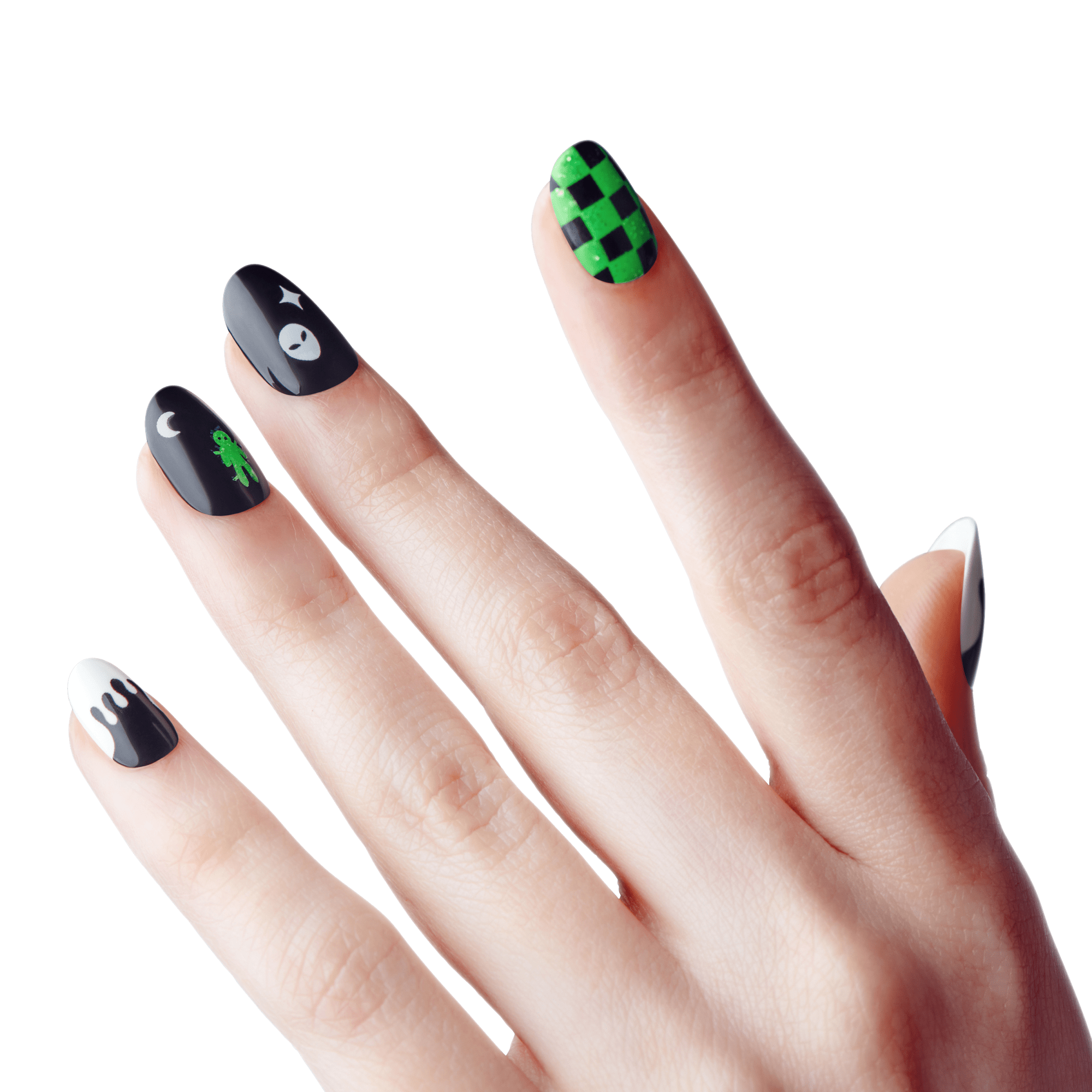 KISS Voguish Fantasy Glow-In-The-Dark Halloween Press-On Glue Nails  - Dark Clowns