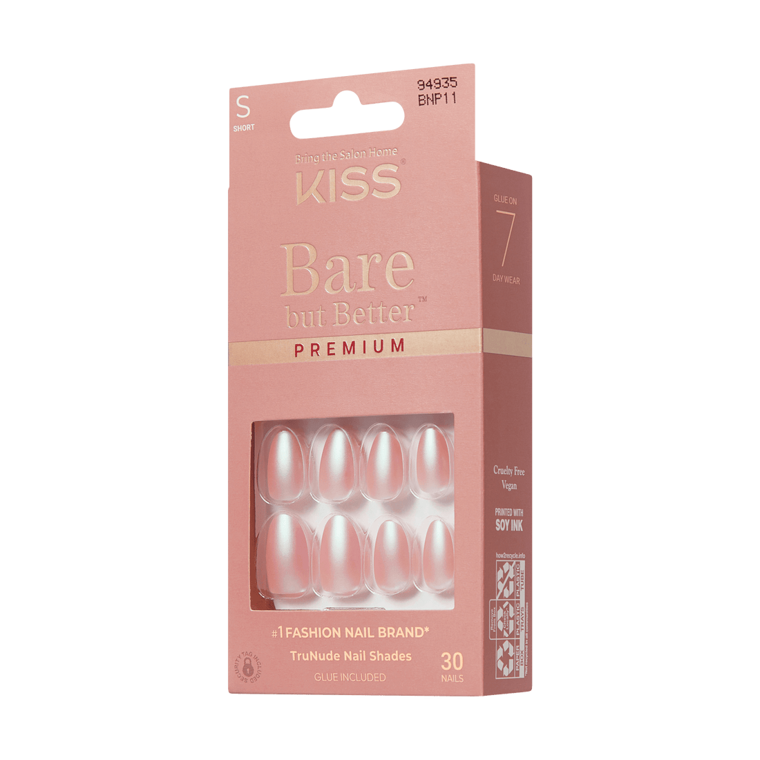 KISS Bare but Better Premium Press On Glue Nails - Mine