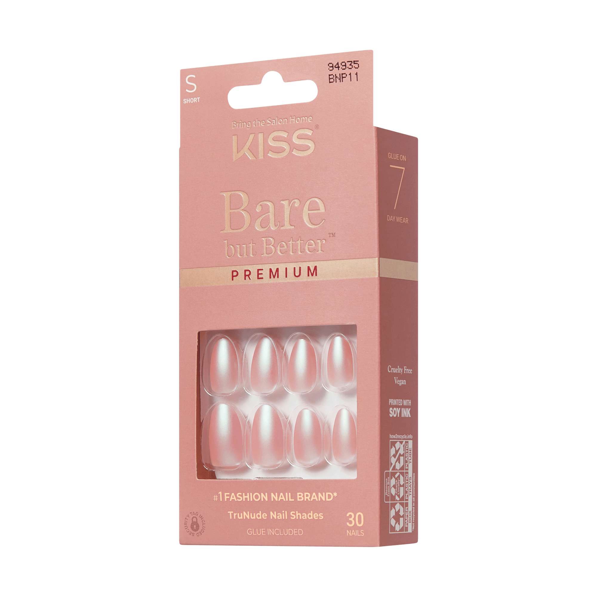 KISS Bare but Better Premium Press On Glue Nails - Mine