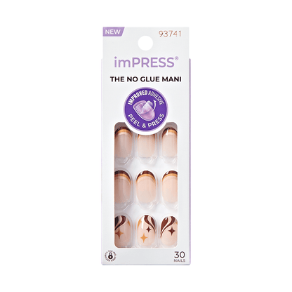 imPRESS Coffee Press-On Nails - Cappuccino Swirls