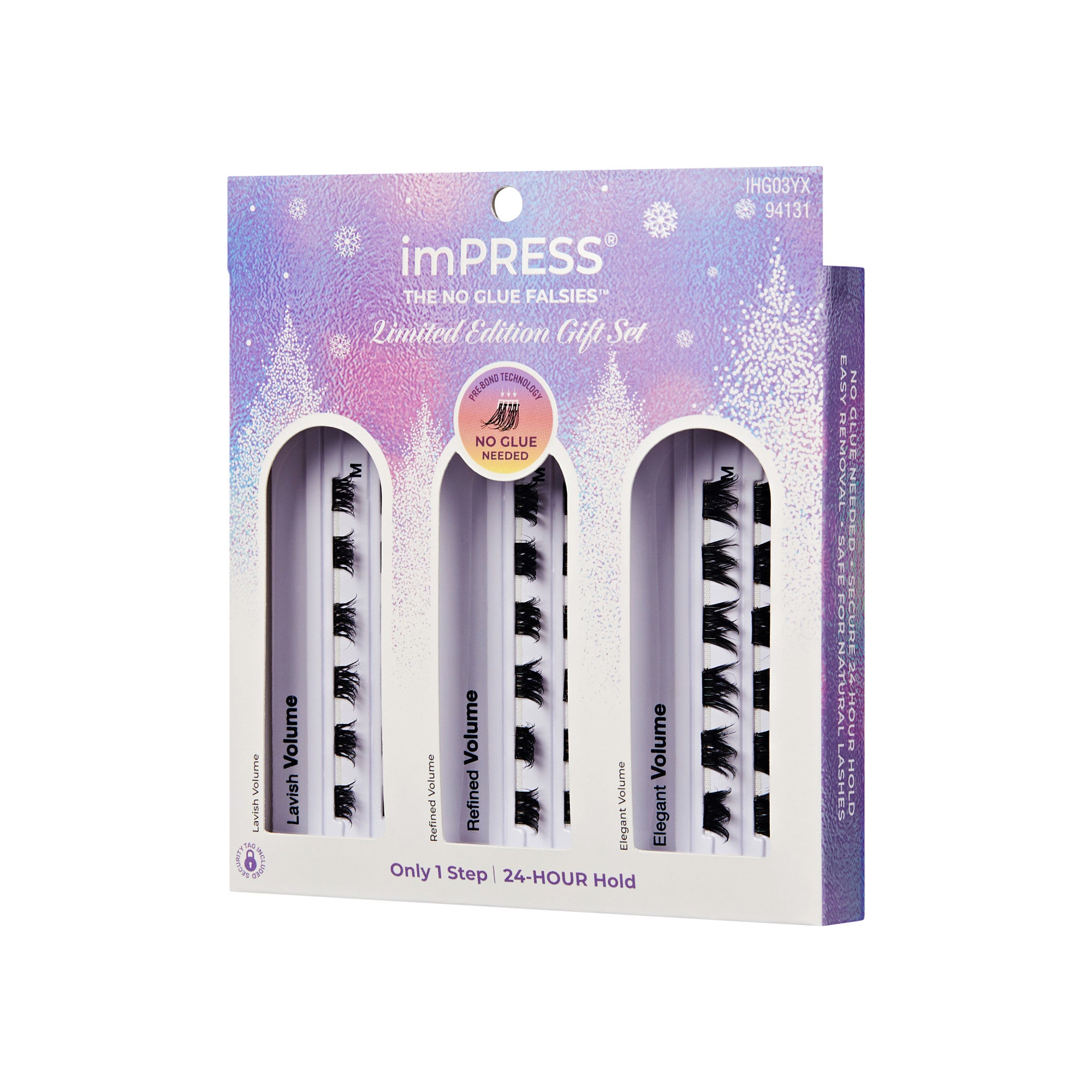 imPRESS Falsies Self Adhesive Eyelashes Holiday Gift Set, 36 Lash Clusters - Volume