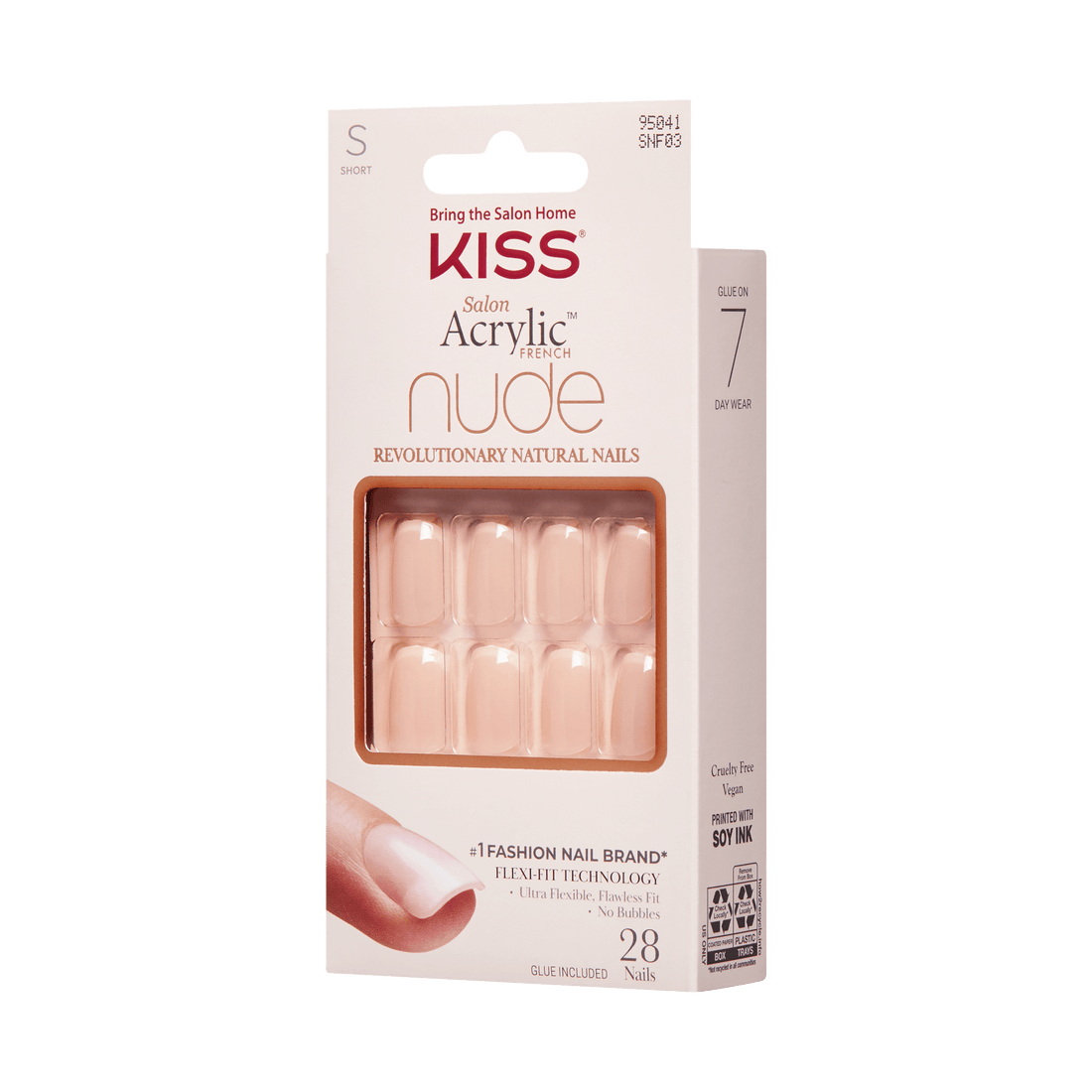 KISS Salon Acrylic French Nude Press On Glue Nails - Chic Beats