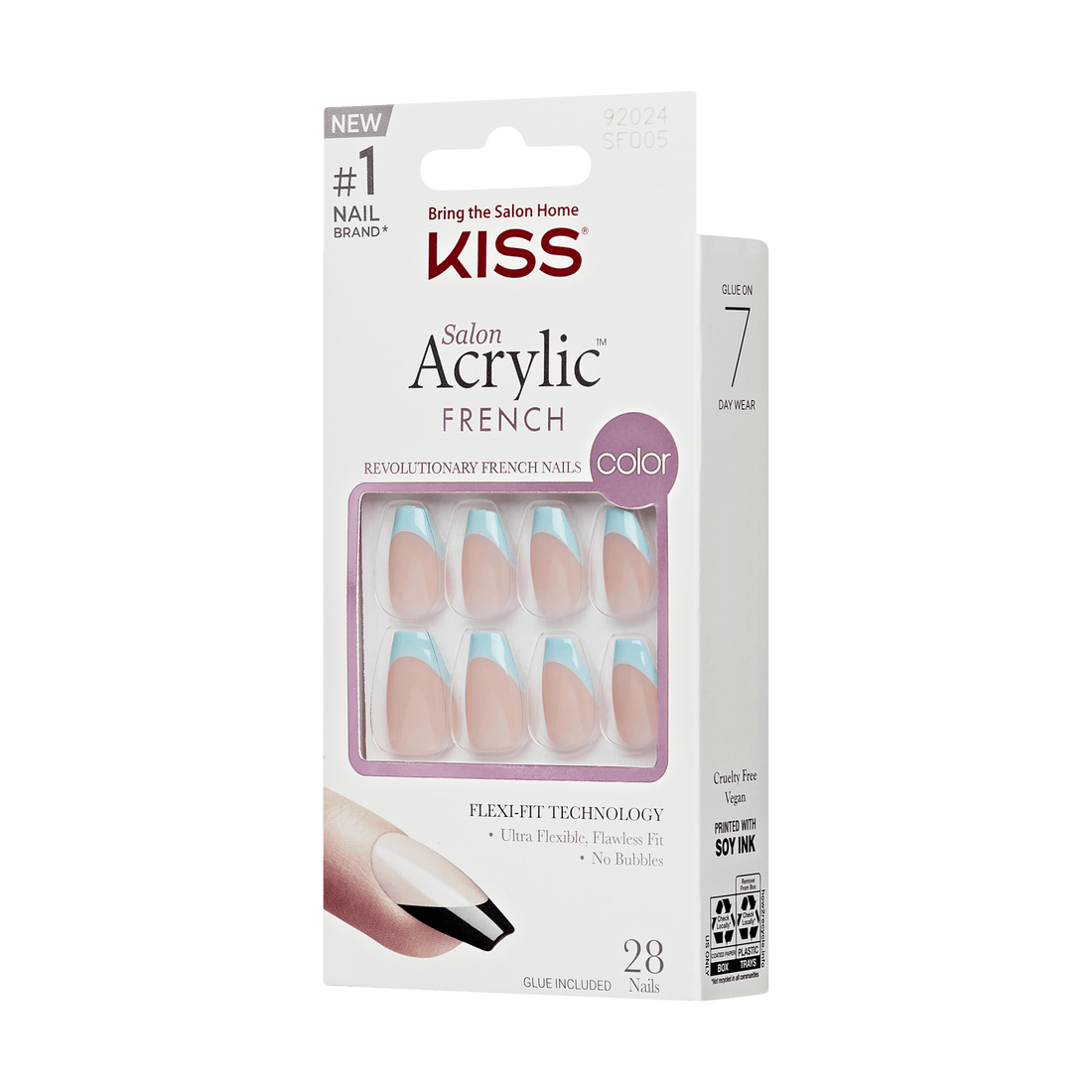 Packaging for KISS Salon Acrylic French Color nails in &