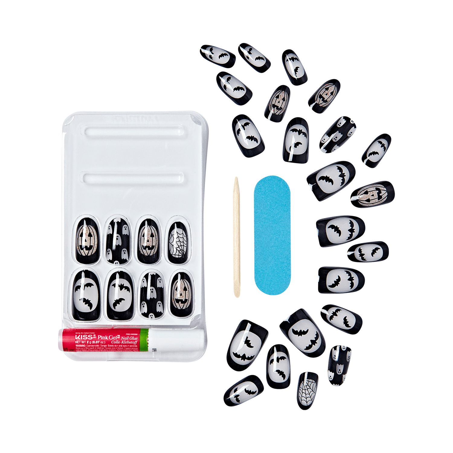 KISS Voguish Fantasy Glow-In-The-Dark Halloween Press-On Glue Nails  - The Nightmares