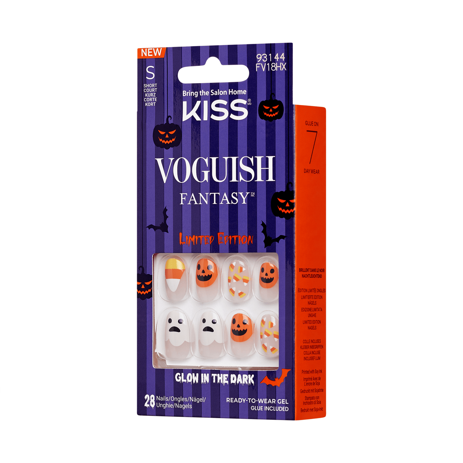 KISS Voguish Fantasy Glow-In-The-Dark Halloween Press-On Glue Nails  - Jugglers