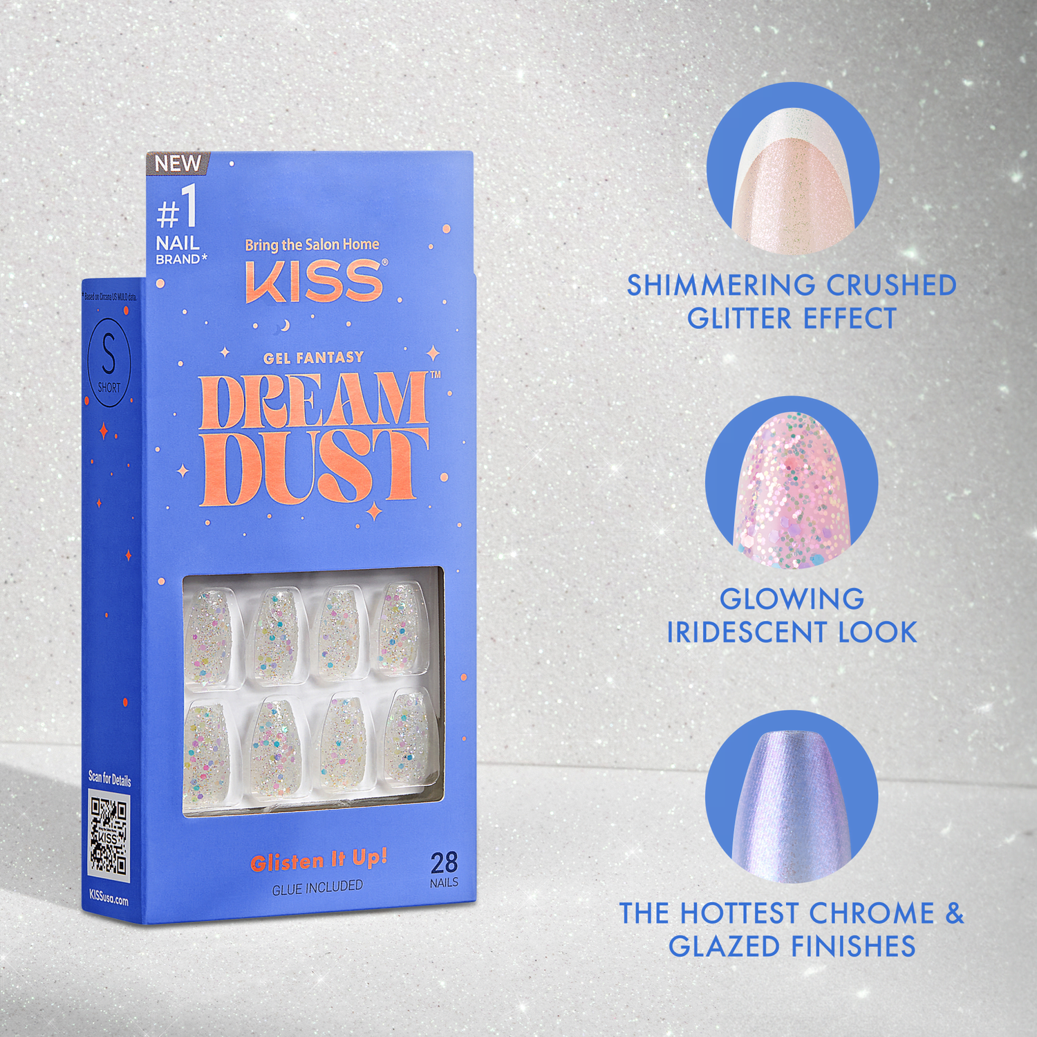 KISS Gel Fantasy Dreamdust Nails - Champagnes