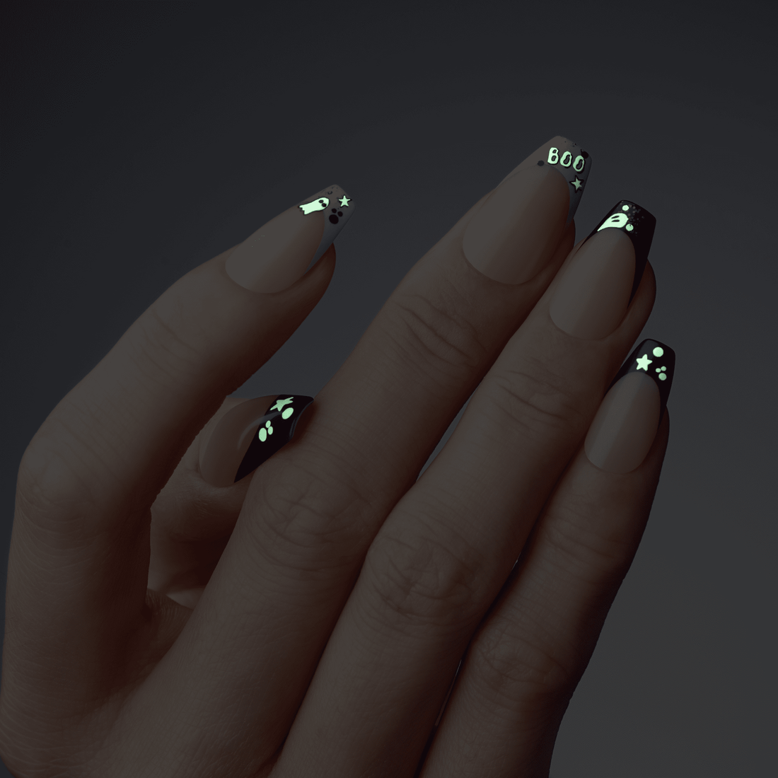 KISS Voguish Fantasy Glow-In-The-Dark Halloween Press-On Glue Nails  - Forest Spirit