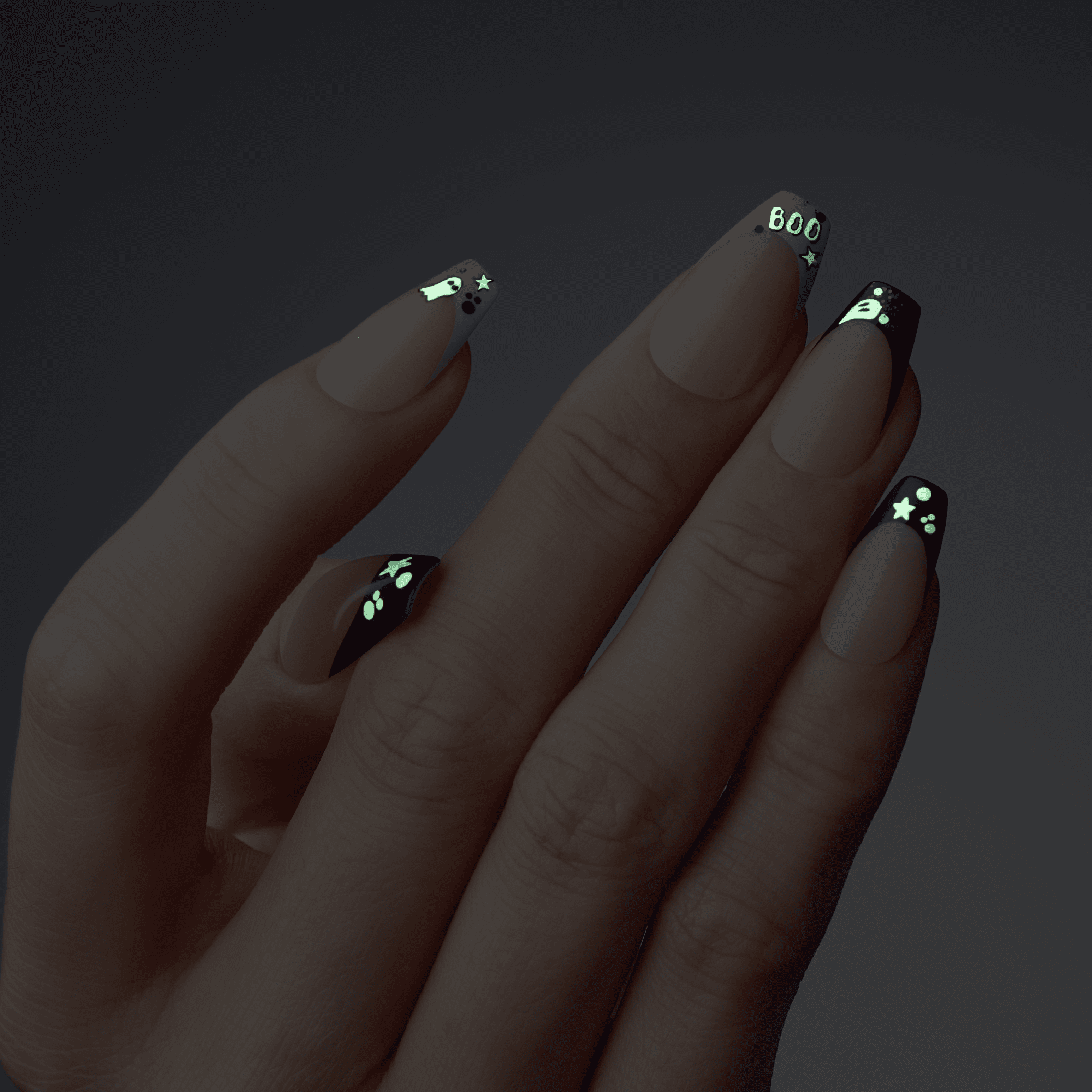 KISS Voguish Fantasy Glow-In-The-Dark Halloween Press-On Glue Nails  - Forest Spirit