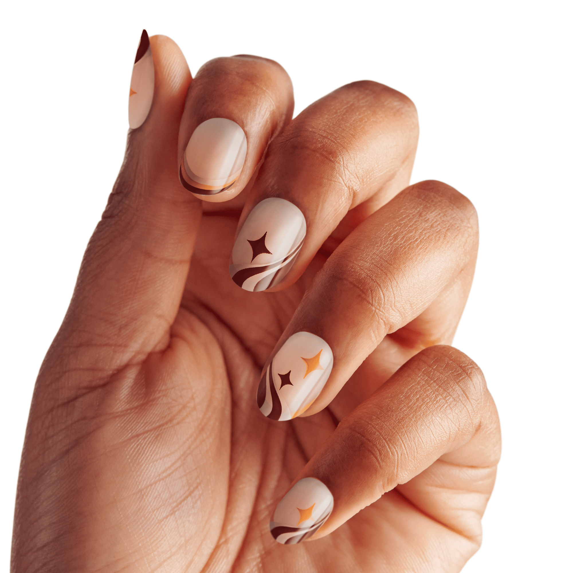 imPRESS Coffee Press-On Nails - Cappuccino Swirls