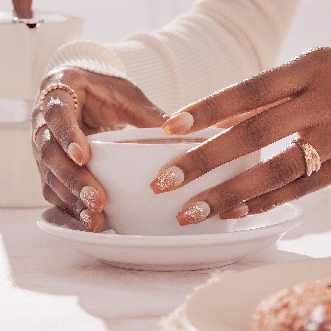 imPRESS Coffee Press-On Nails - Golden Espresso