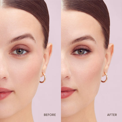 Before and after shot of woman with and without KISS lashes in &