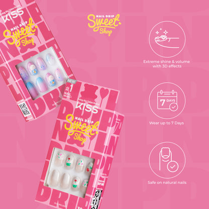 KISS Nail Drip ‘Sweet Shop’ Press On Glue Nails – Drip Shine