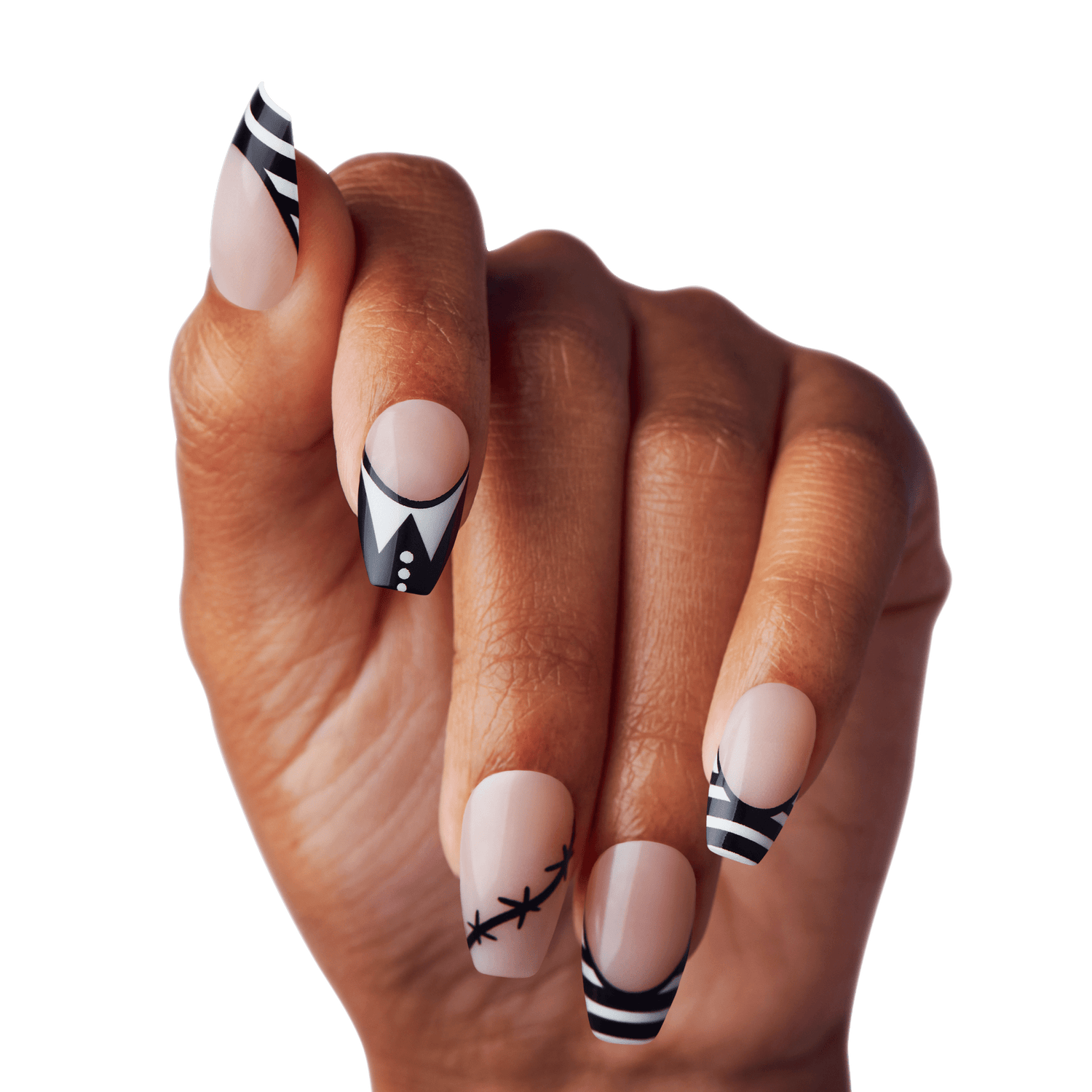 KISS Voguish Fantasy Glow-In-The-Dark Halloween Press On Glue Nails - I Am Wednesday