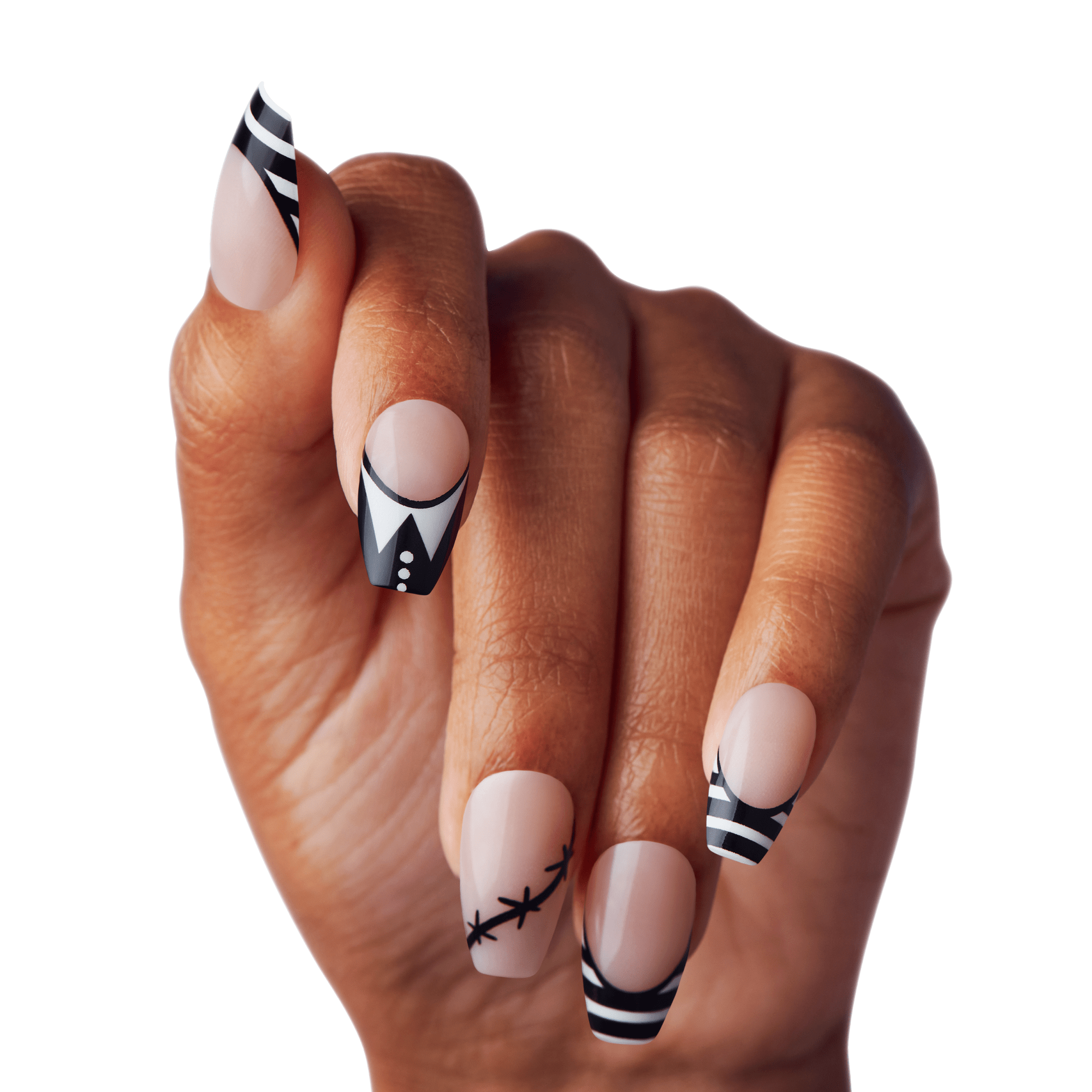 KISS Voguish Fantasy Glow-In-The-Dark Halloween Press On Glue Nails - I Am Wednesday